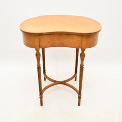 Antique Burr Elm Kidney Shape Side / Writing Table
