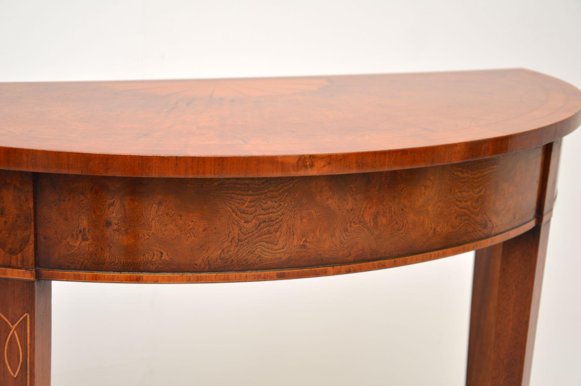 Antique Burr Elm Sheraton Style Console Table For Sale 3