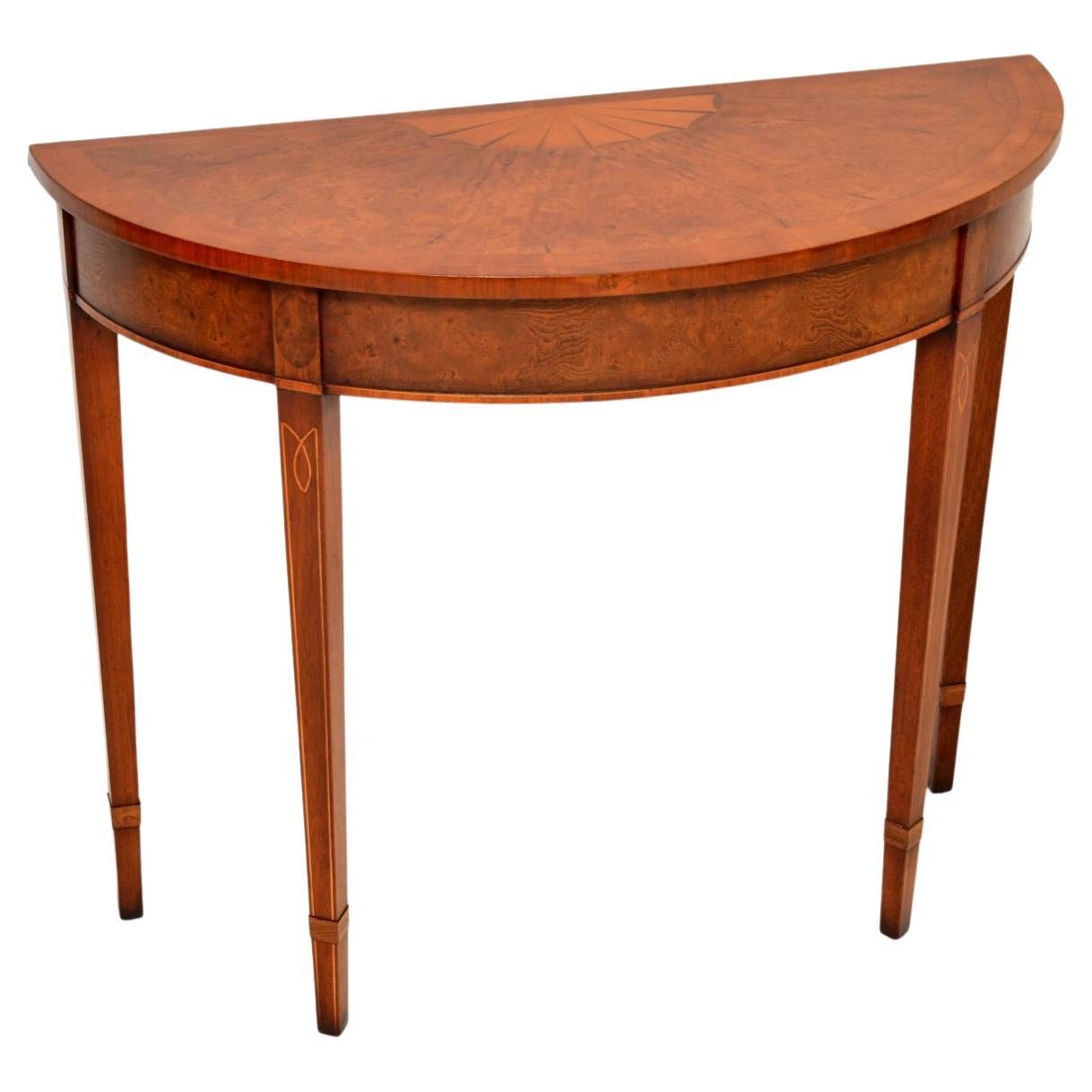 Antique Burr Elm Sheraton Style Console Table For Sale