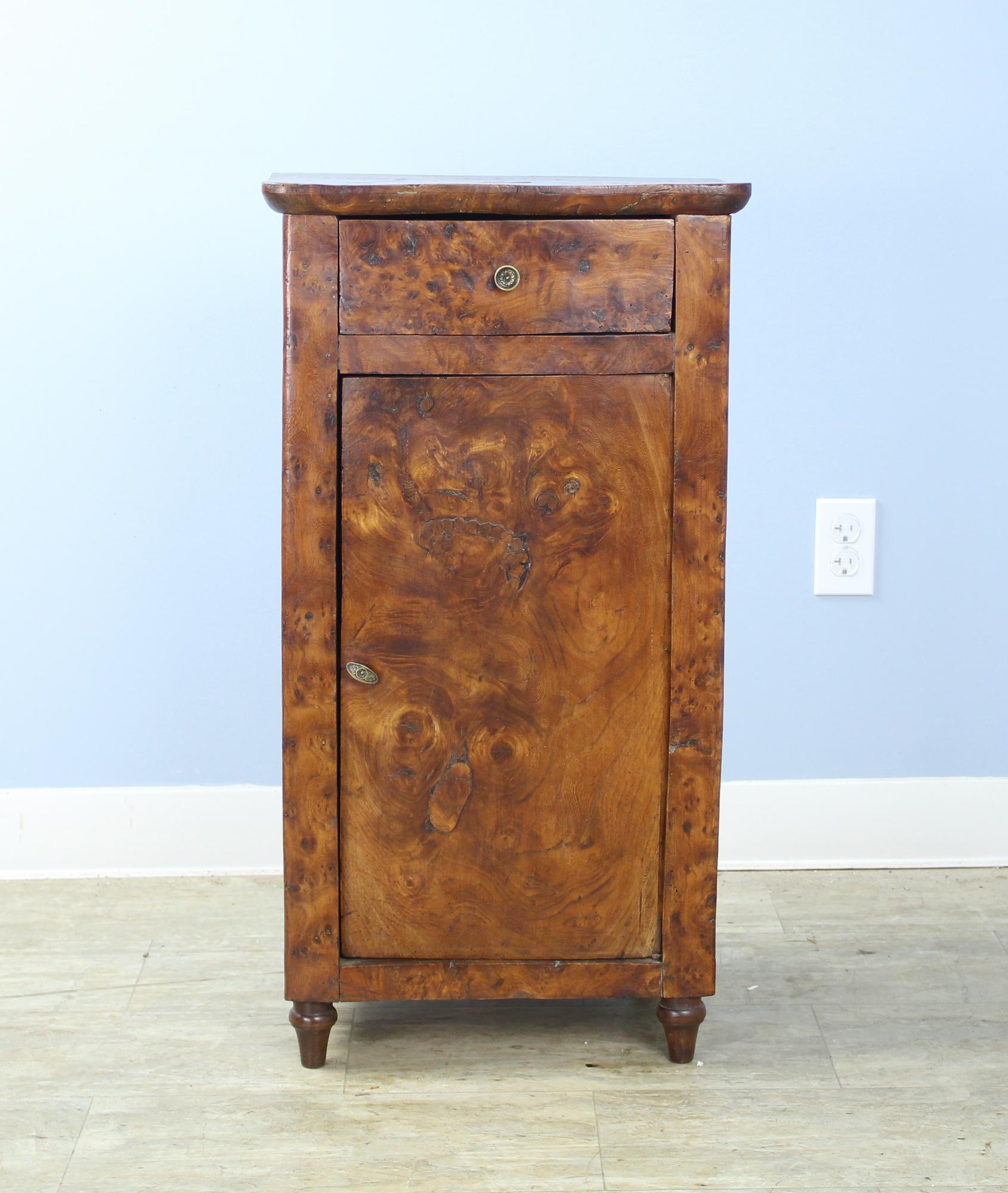 French Antique Burr Elm Side Cabinet