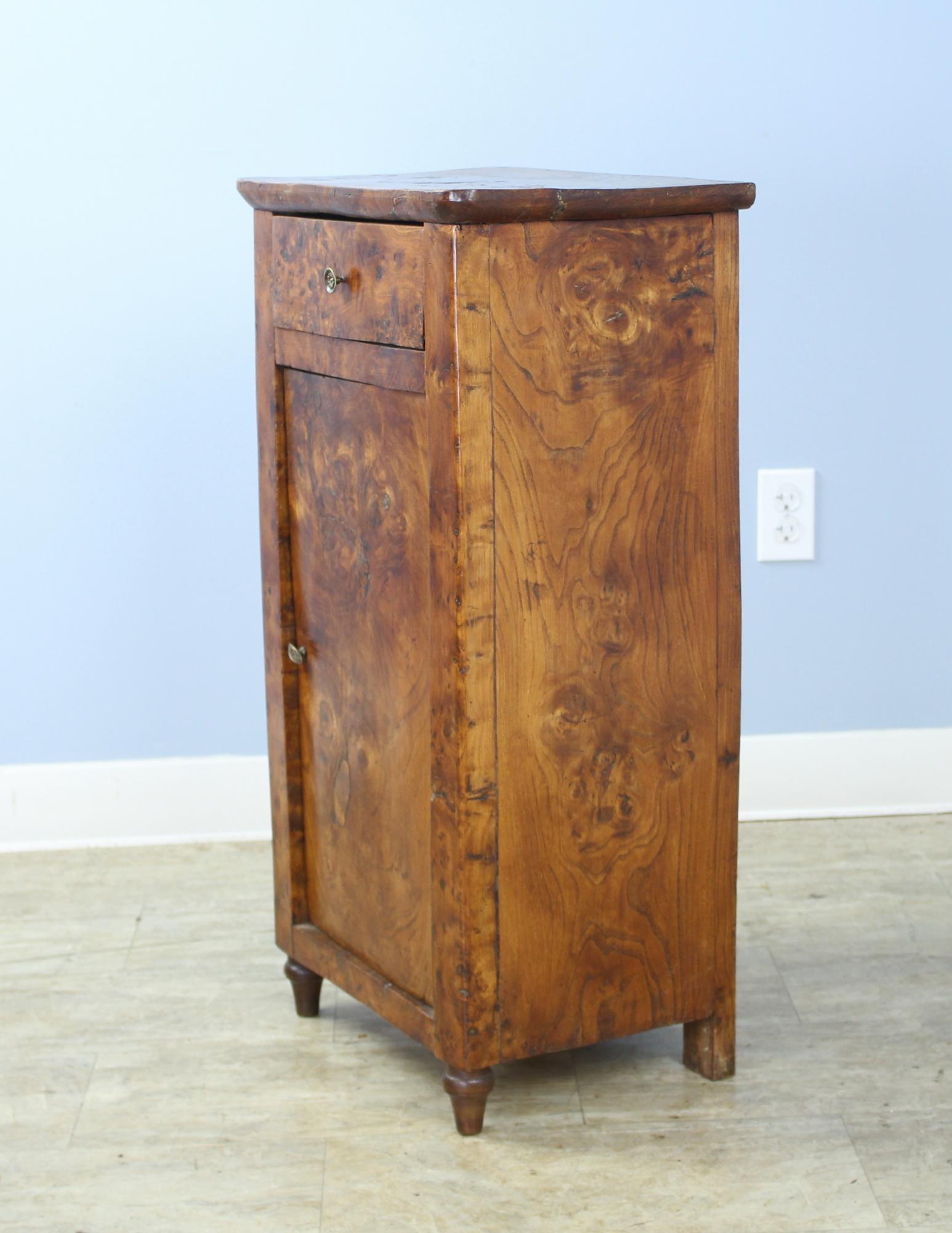 Antique Burr Elm Side Cabinet In Good Condition In Port Chester, NY