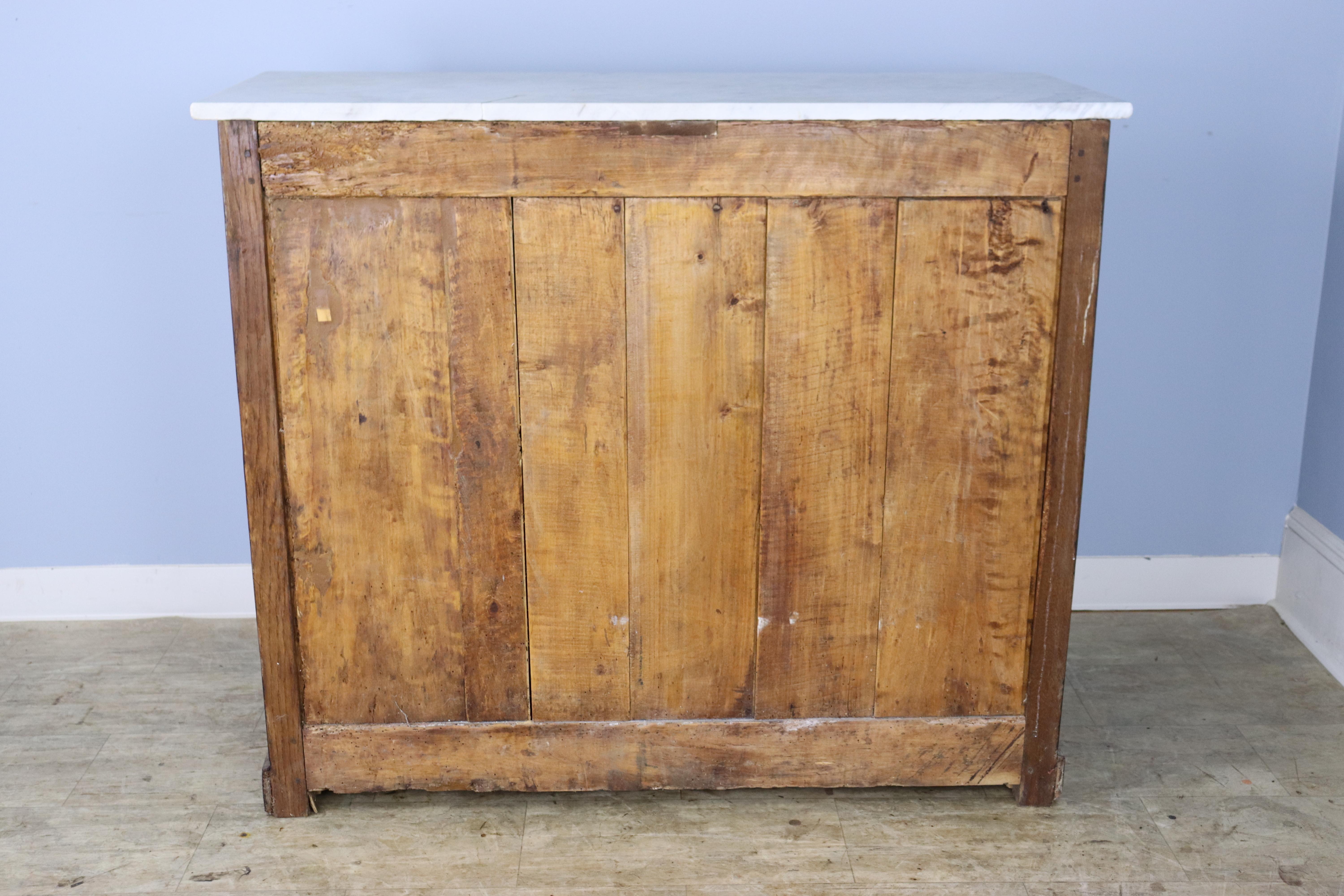 Antique Burr Poplar Buffet with White Marble Top For Sale 7