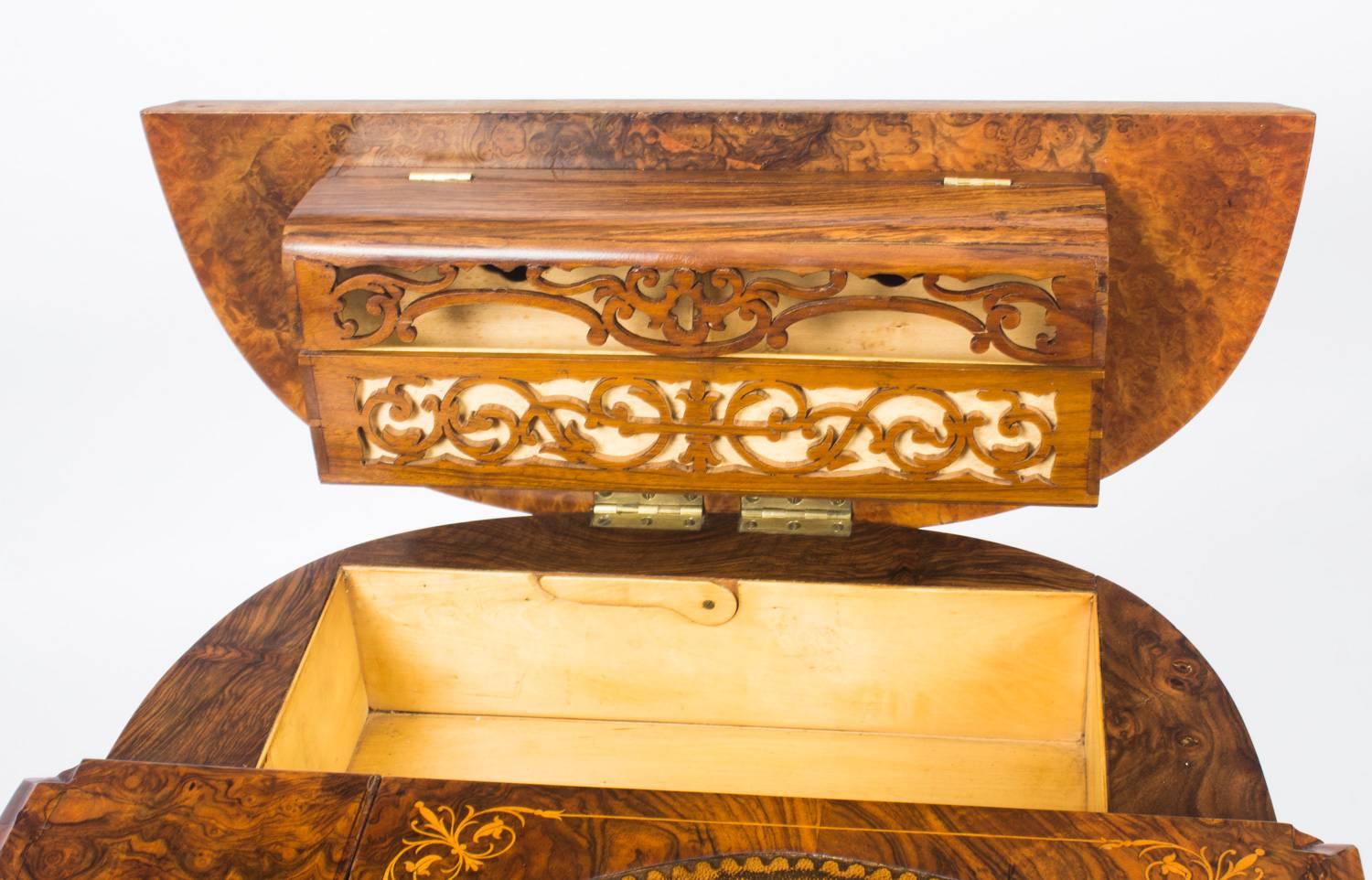 Antique Burr Walnut and Marquetry Writing Table Desk, 19th Century 2
