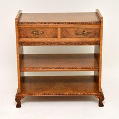 Antique Burr Walnut 3-Tier Buffet Server Table