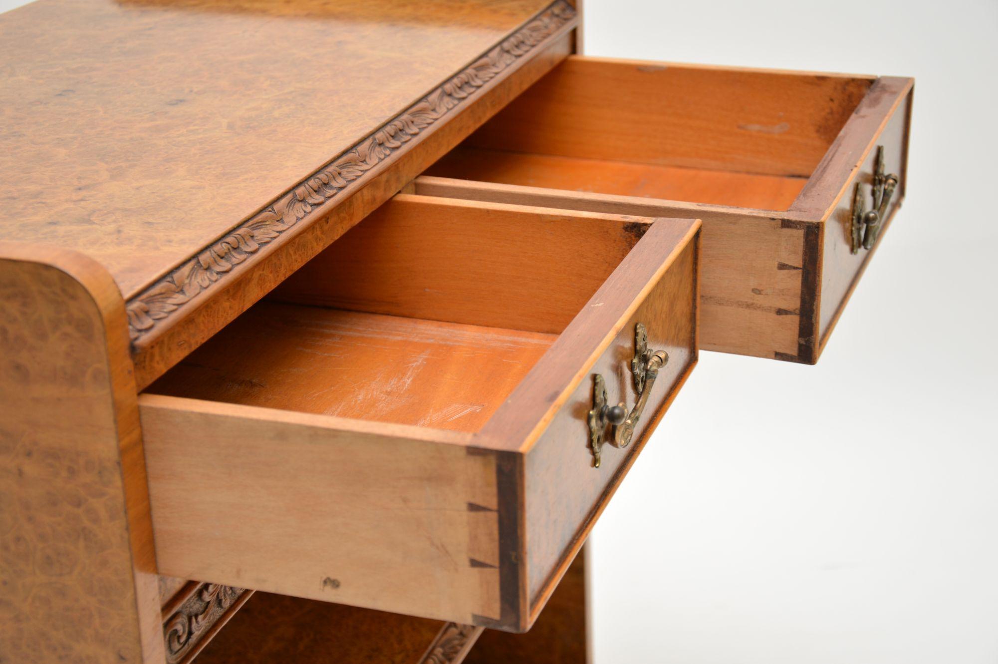 Early 20th Century Antique Burr Walnut 3-Tier Buffet Server Table