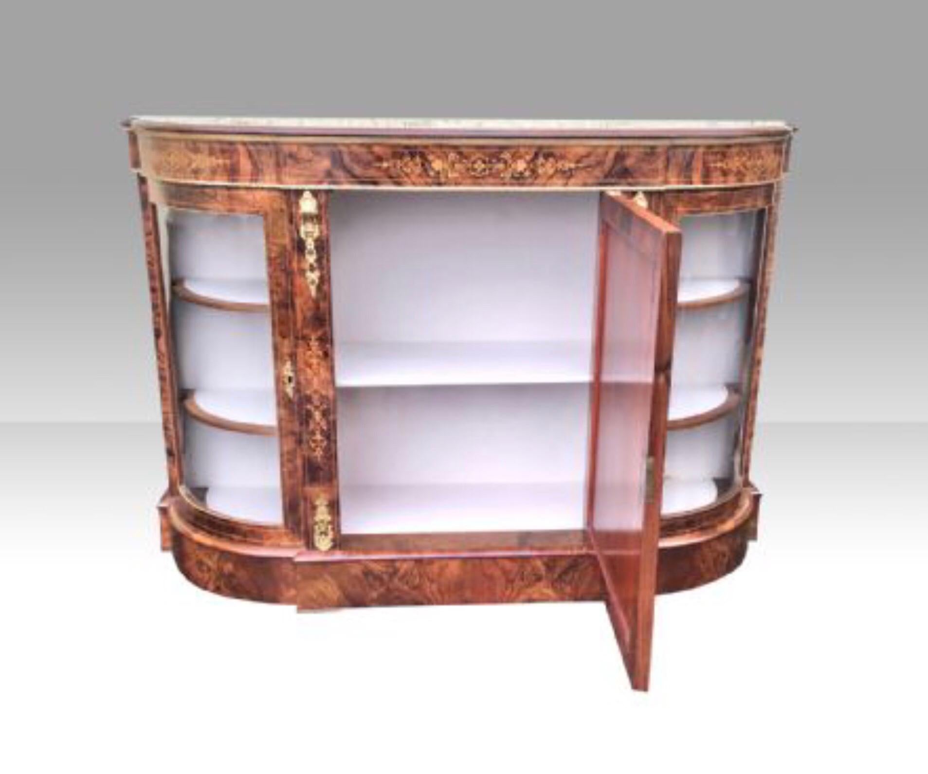 Victorian Antique Burr Walnut and Gilt Ormolu Mounted Antique Credenza Cabinet Sideboard For Sale
