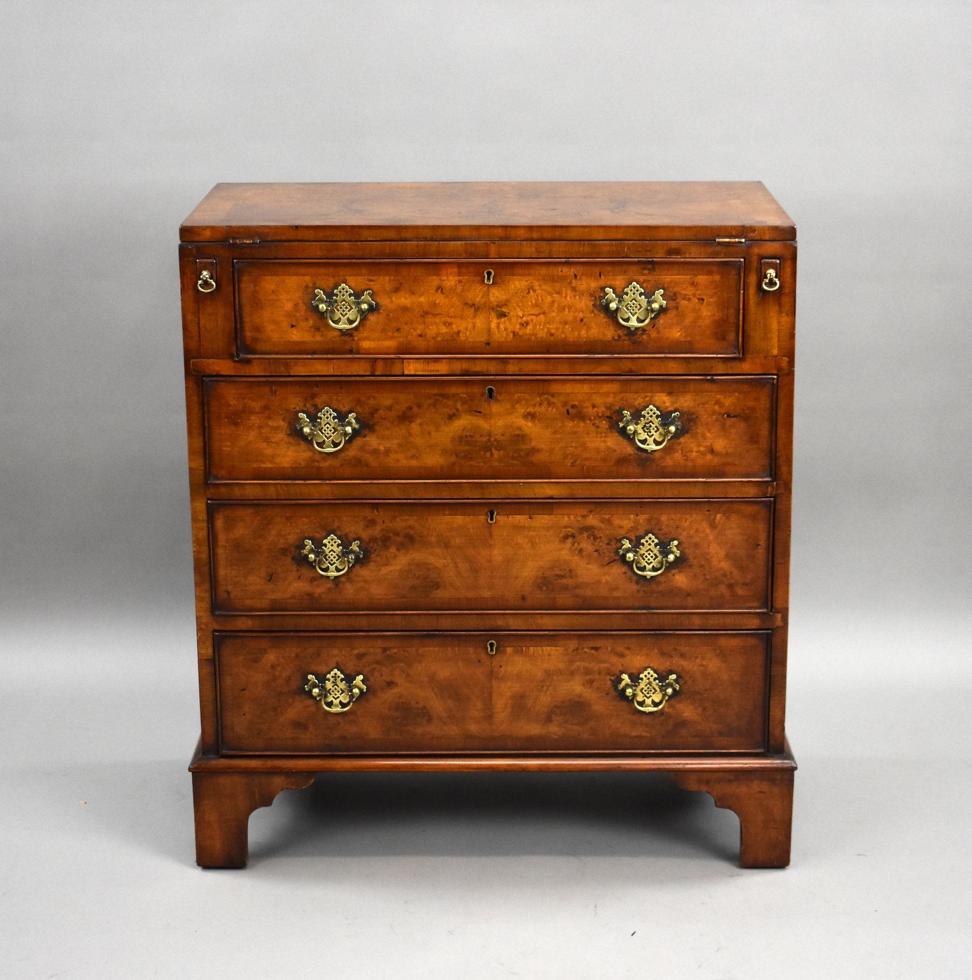 English Antique Burr Walnut Bachelors Chest For Sale