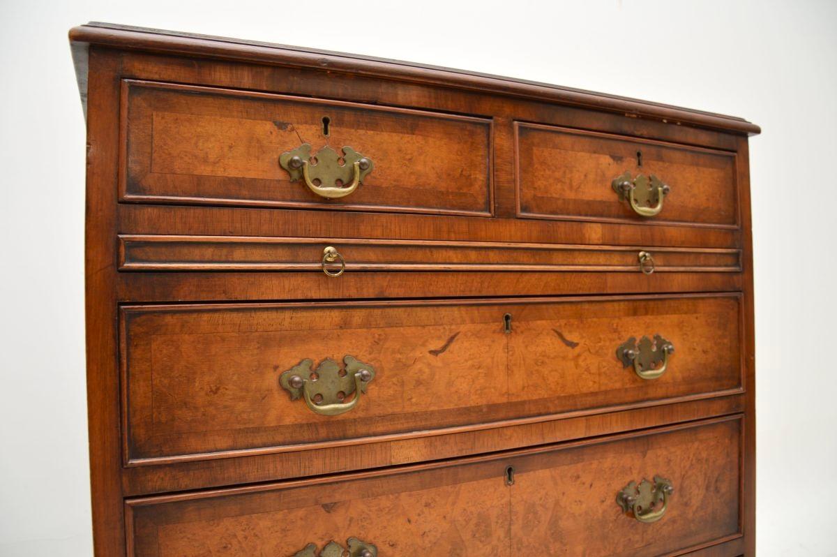Antique Burr Walnut Bachelors Chest of Drawers For Sale 4