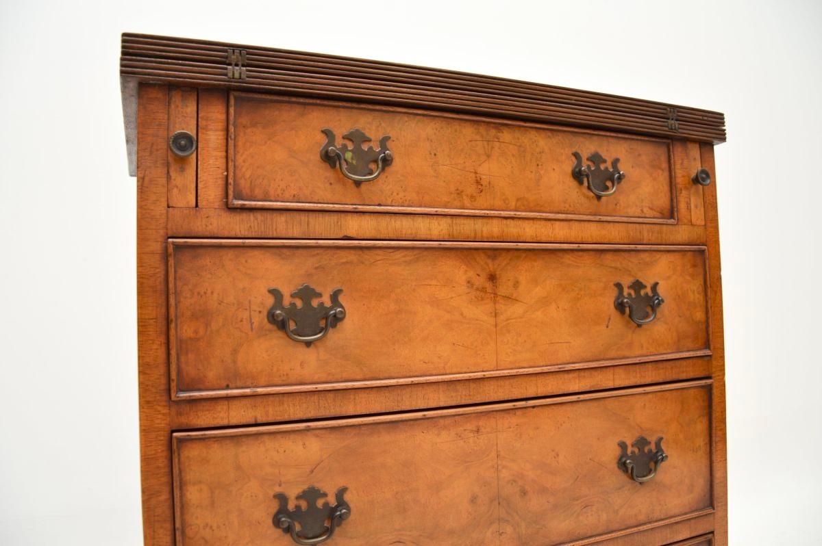 Antique Burr Walnut Bachelors Chest of Drawers For Sale 4