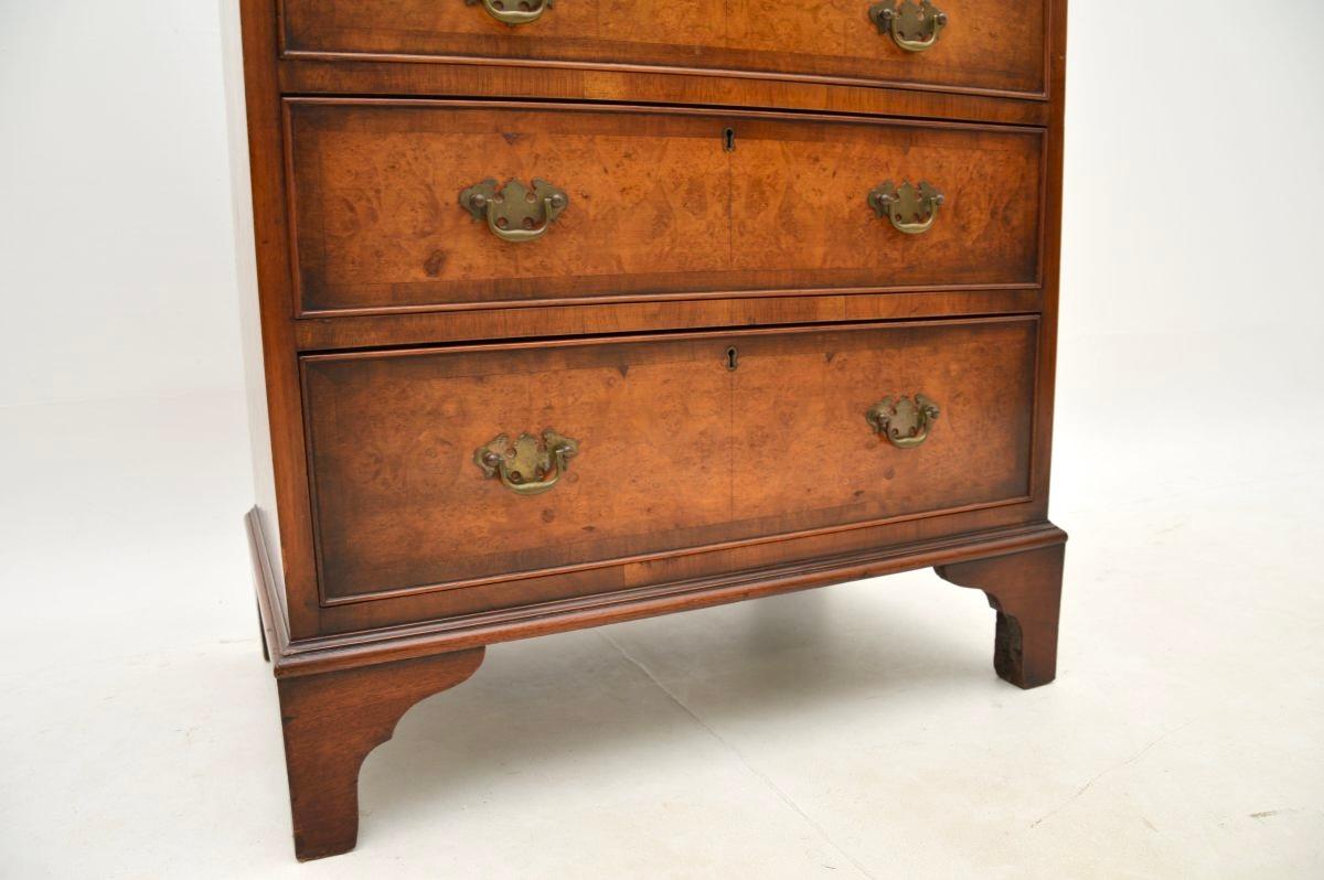 Antique Burr Walnut Bachelors Chest of Drawers For Sale 6
