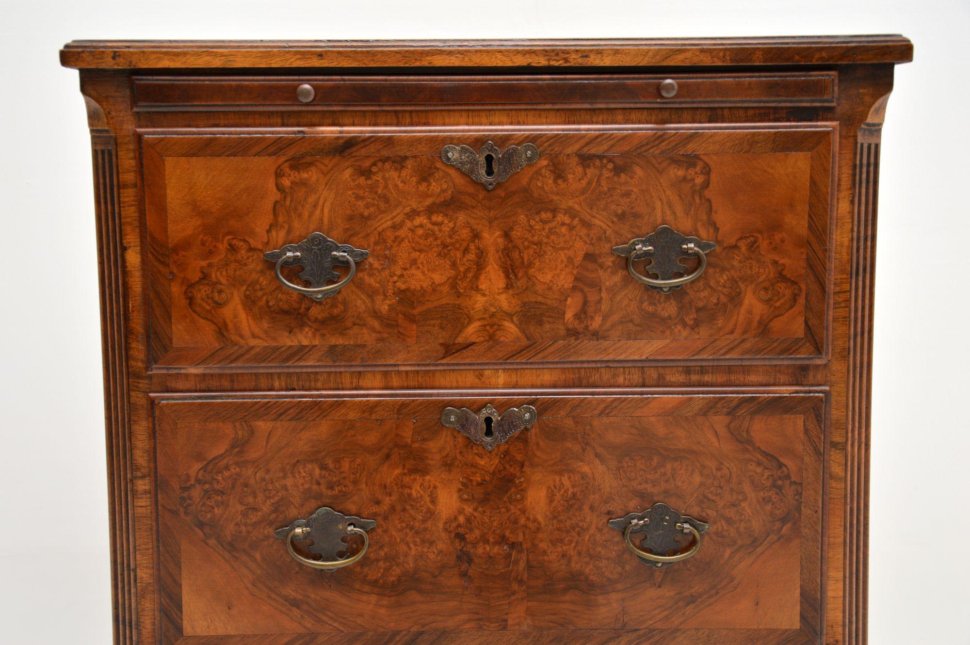George III Antique Burr Walnut Bachelors Chest of Drawers