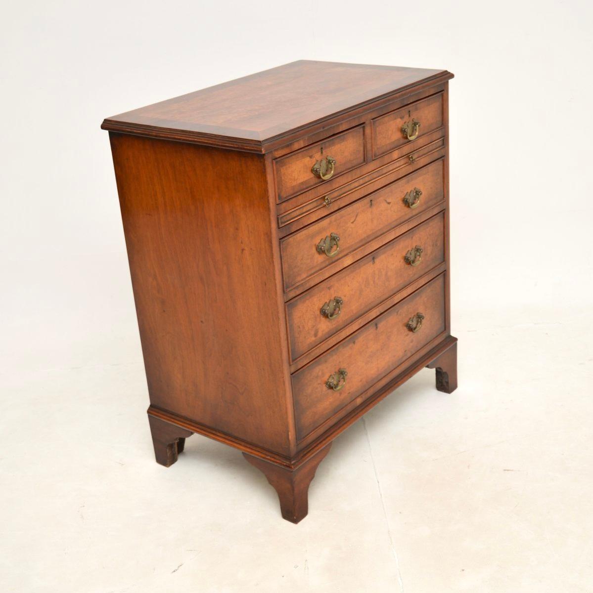 British Antique Burr Walnut Bachelors Chest of Drawers For Sale