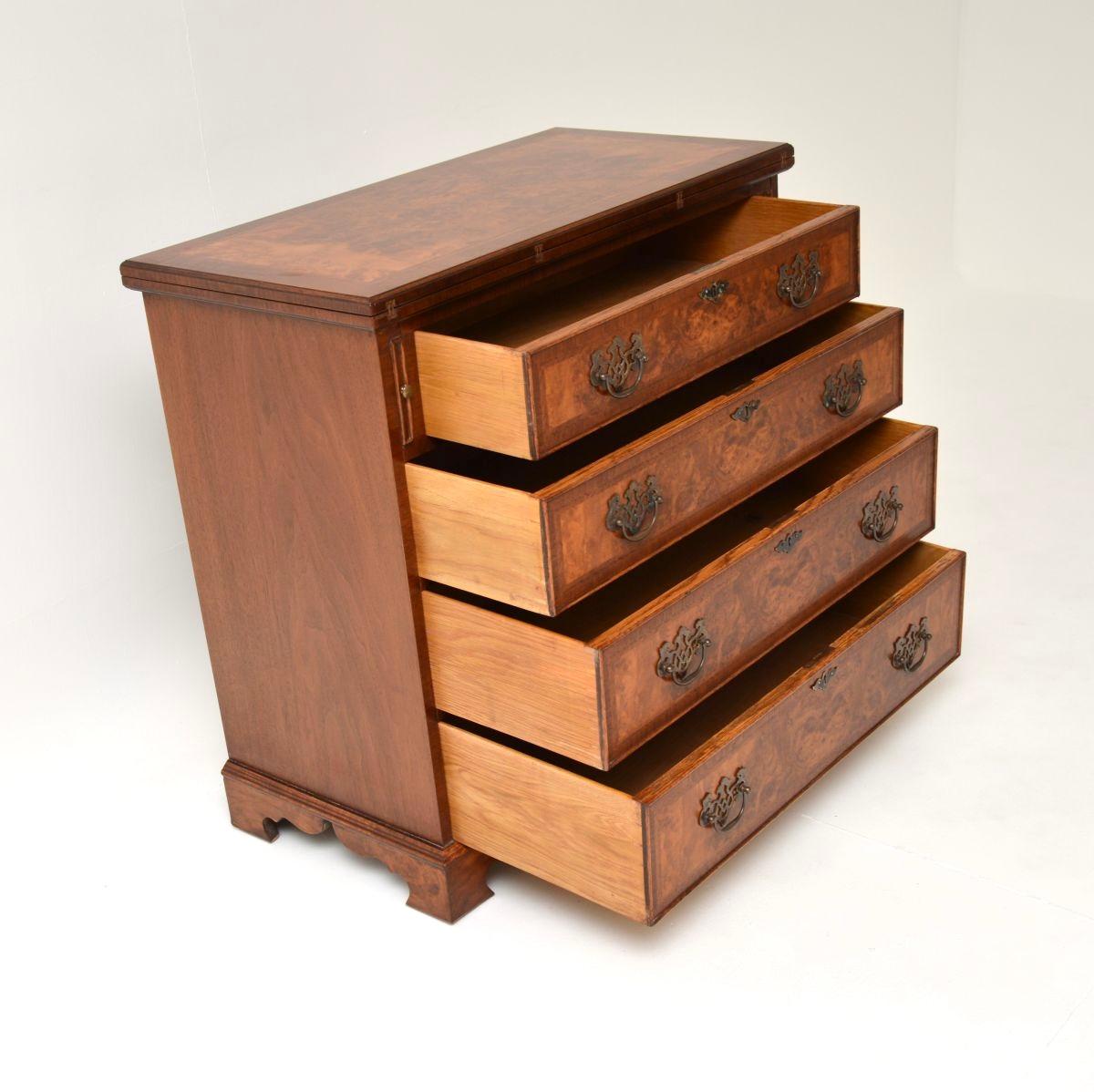 Mid-20th Century Antique Burr Walnut Bachelors Chest of Drawers For Sale
