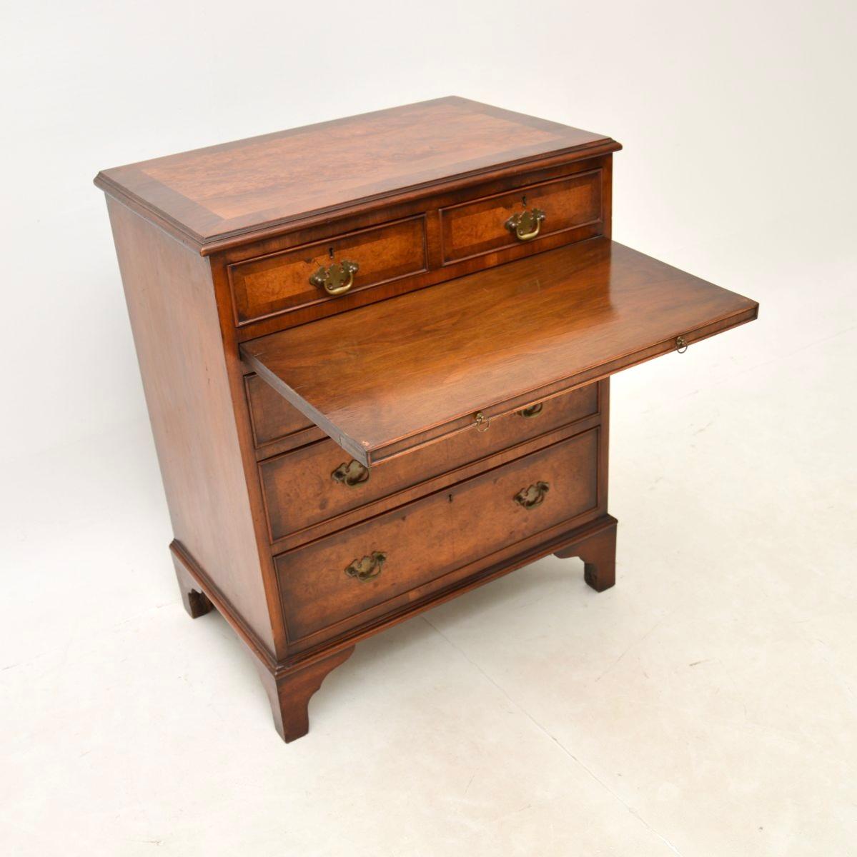 Antique Burr Walnut Bachelors Chest of Drawers For Sale 1