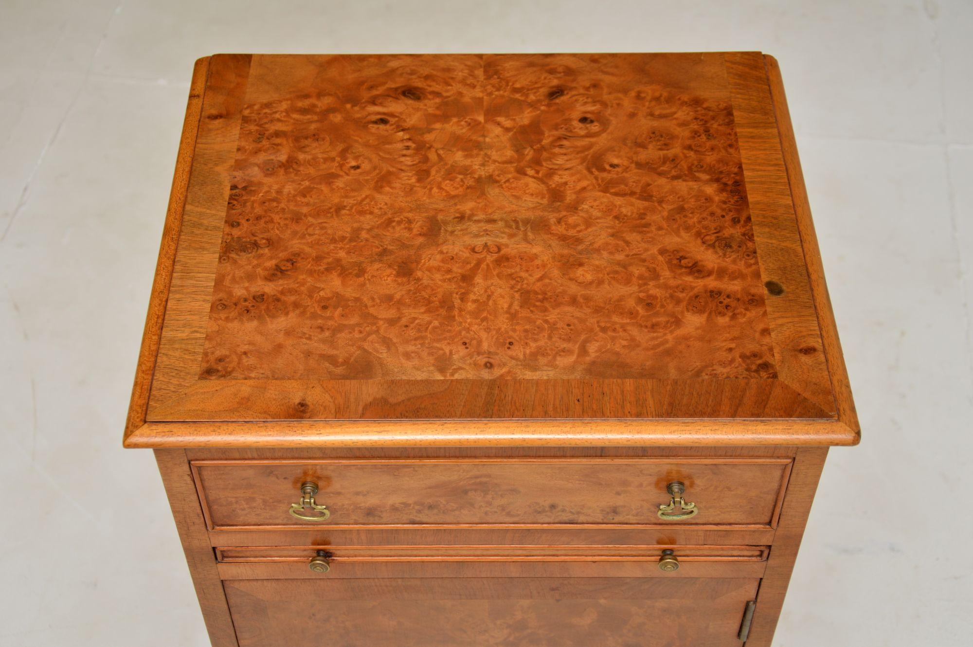 Antique Burr Walnut Bedside Cabinet 1