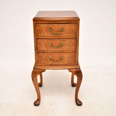 Antique Burr Walnut Bedside Chest on Legs
