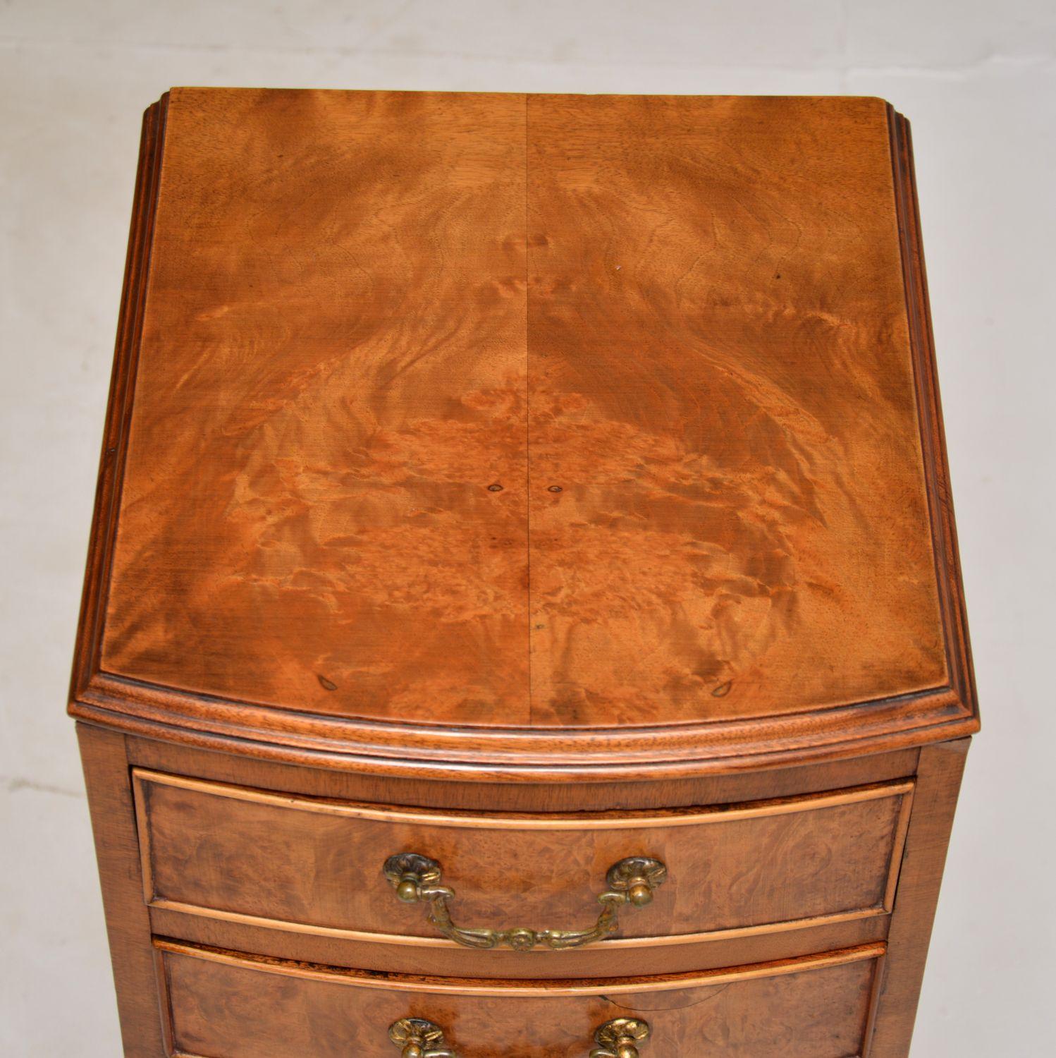 Early 20th Century Antique Burr Walnut Bedside Chest on Legs For Sale
