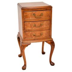 Antique Burr Walnut Bedside Chest on Legs