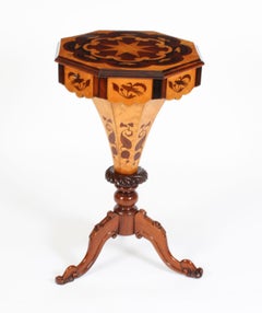 Antique Burr Walnut & Birdseye Maple Work Sewing Box 19th Century