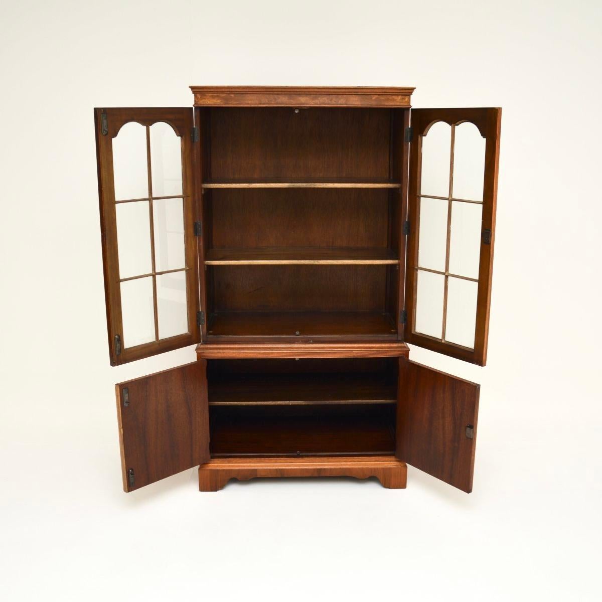 Georgian Antique Burr Walnut Bookcase For Sale
