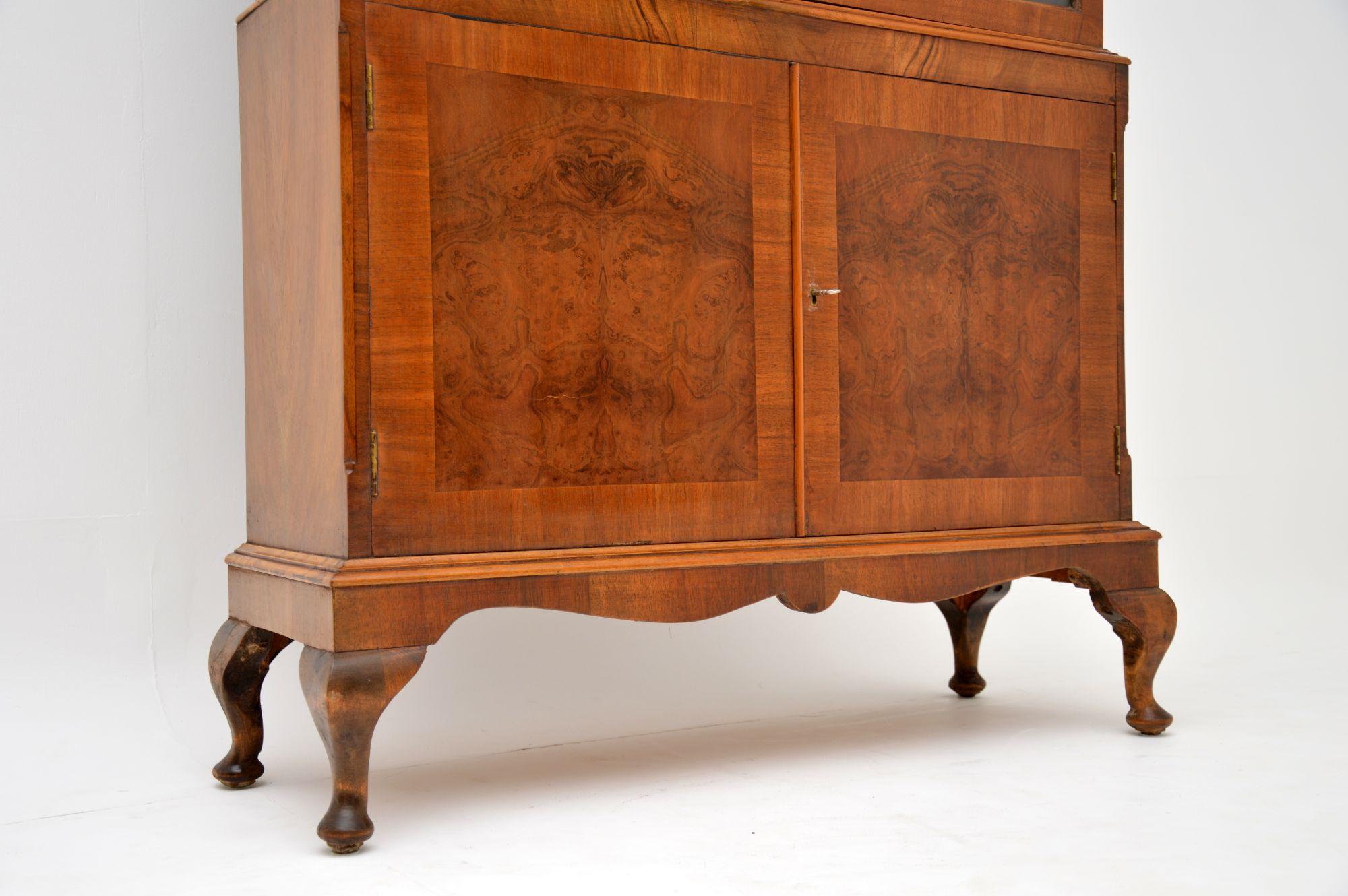 Edwardian Antique Burr Walnut Bookcase