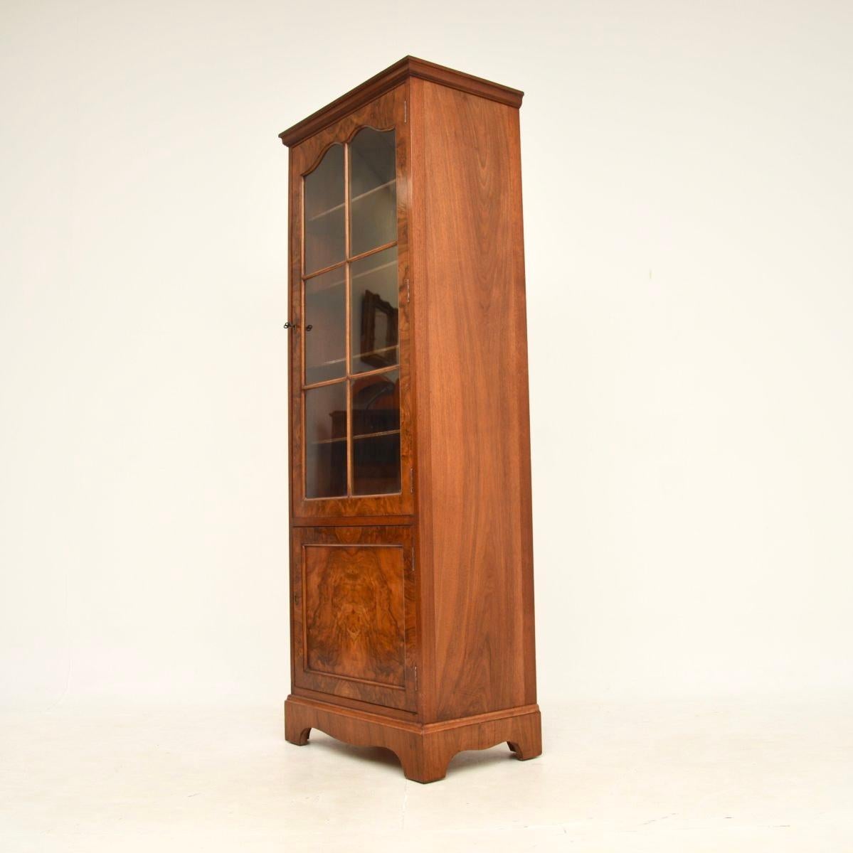 British Antique Burr Walnut Bookcase