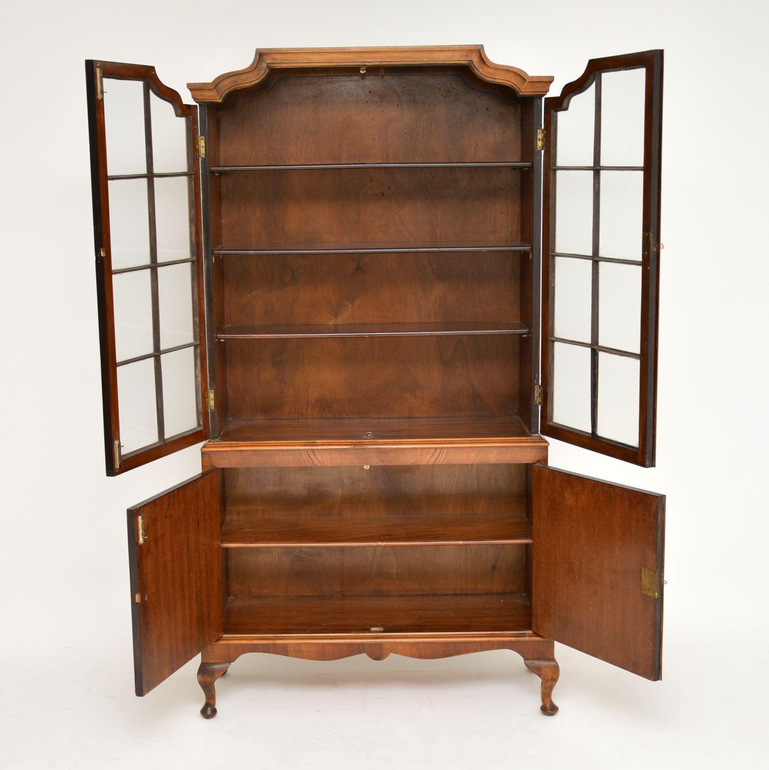 English Antique Burr Walnut Bookcase