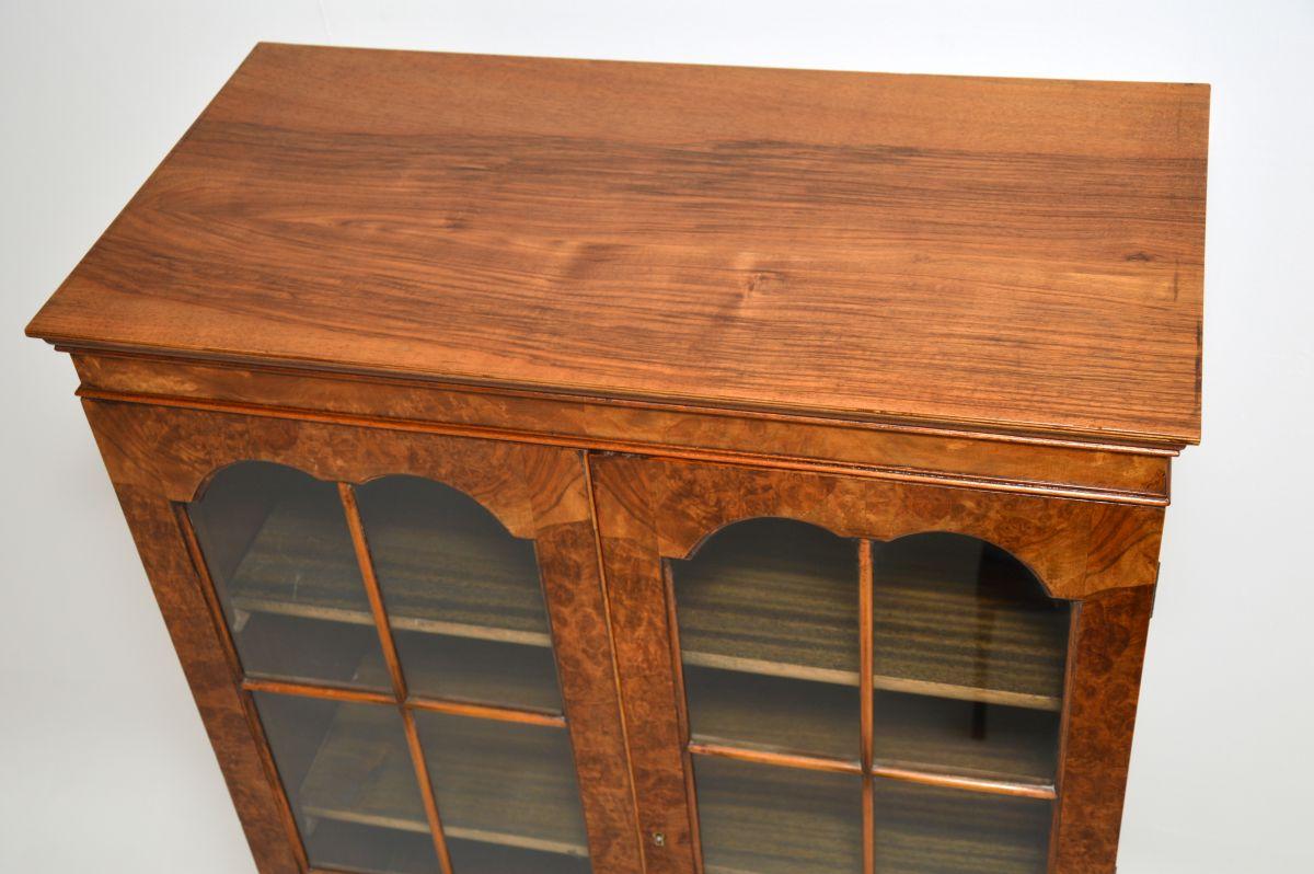 Mid-20th Century Antique Burr Walnut Bookcase For Sale