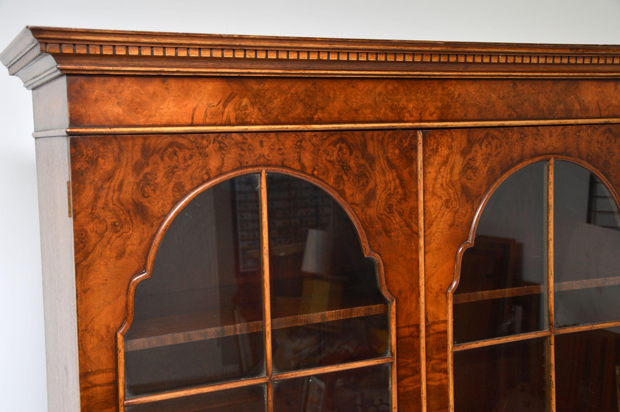 Glass Antique Burr Walnut Bookcase