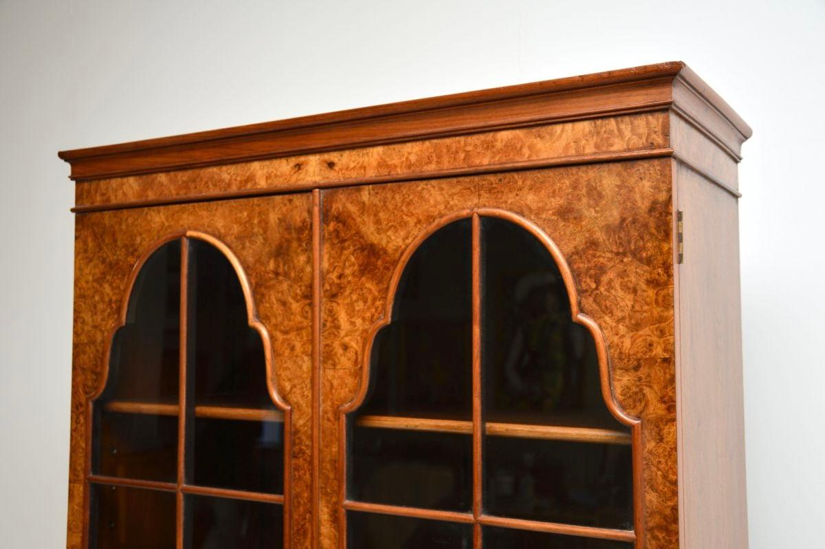 Verre Bibliothèque ancienne en ronce de noyer en vente