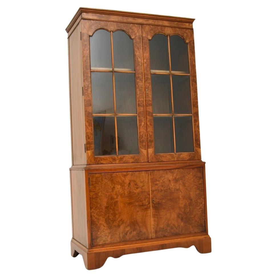 Antique Burr Walnut Bookcase For Sale