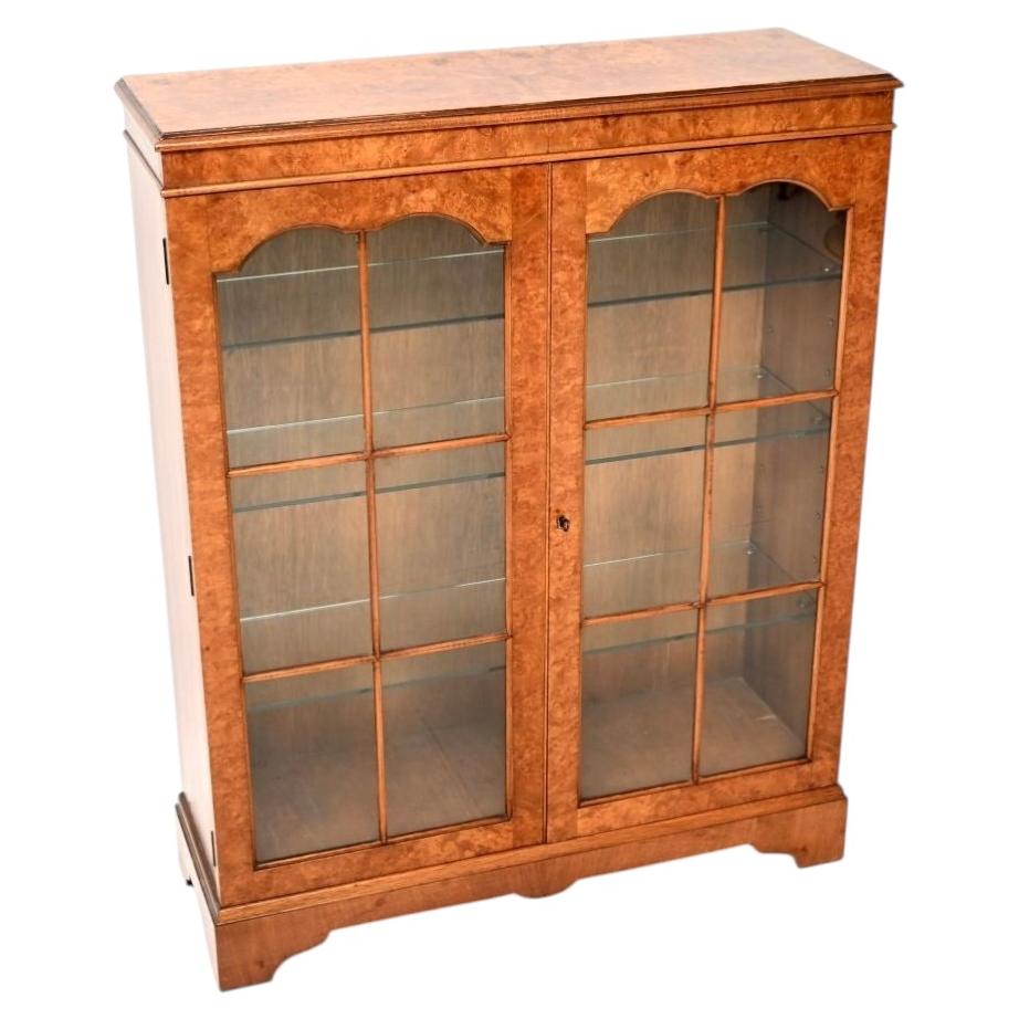 Antique Burr Walnut Bookcase For Sale