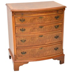 Vintage Burr Walnut Bow Front Chest of Drawers