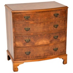 Antique Burr Walnut Bow Front Chest of Drawers