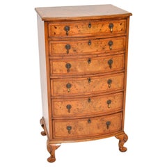 Antique Burr Walnut Bow Front Chest of Drawers