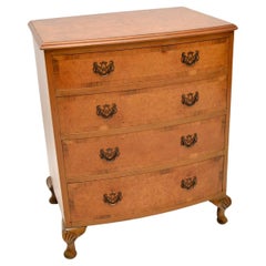 Antique Burr Walnut Bow Front Chest of Drawers