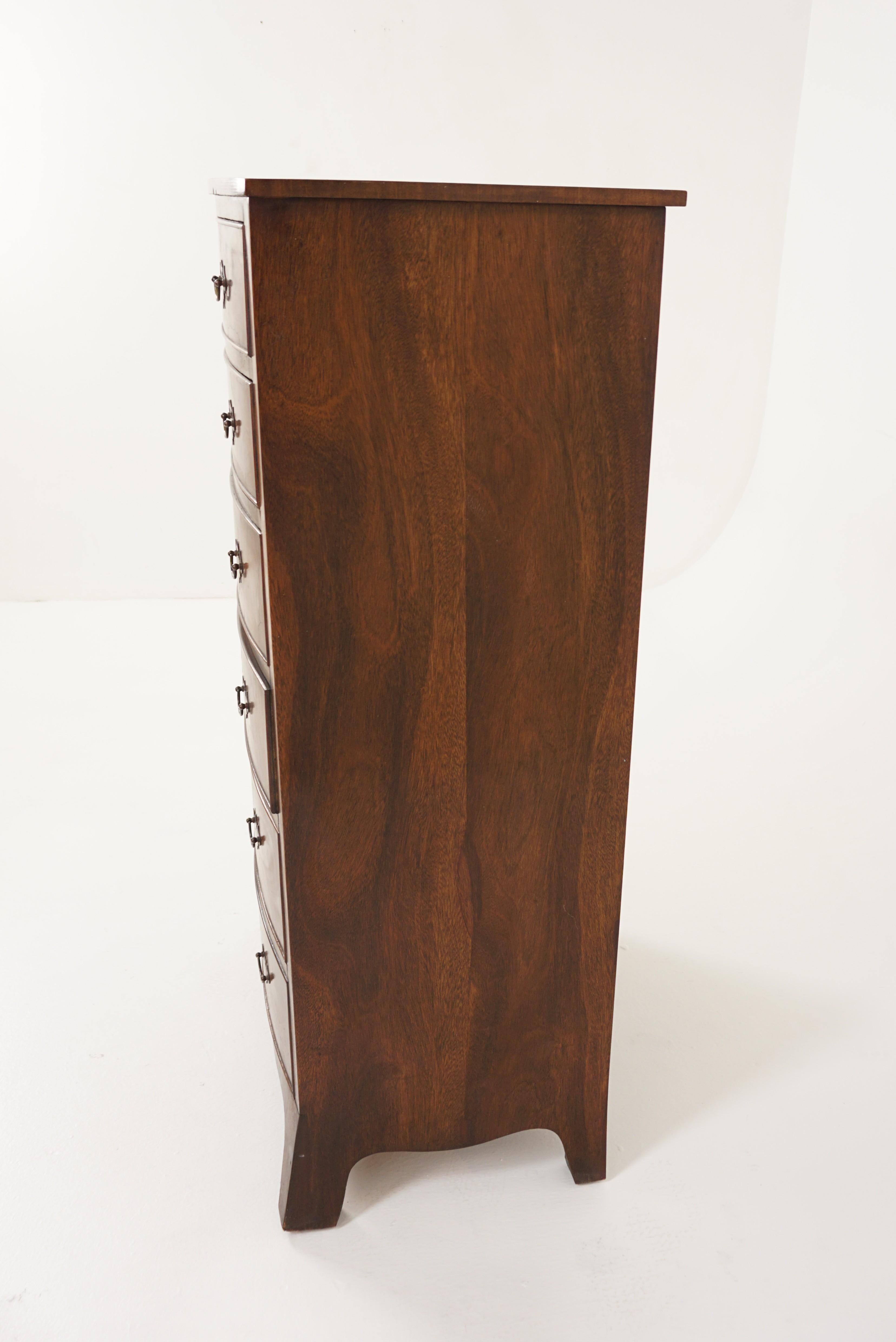 Antique Burr Walnut Bow Front Lingerie Chest, Dresser, Scotland 1920, B2939 2