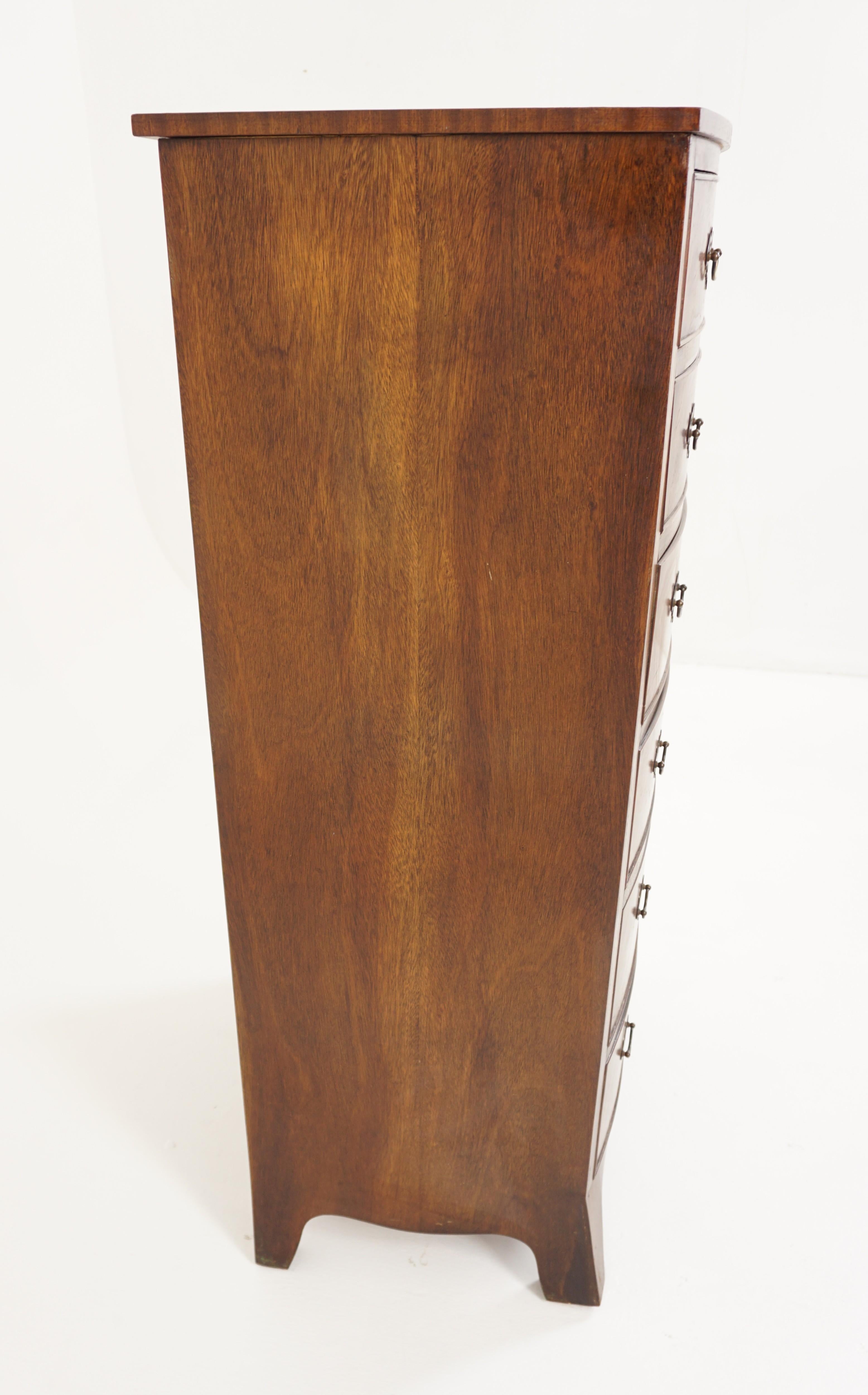 Antique Burr Walnut Bow Front Lingerie Chest, Dresser, Scotland 1920, B2939 3