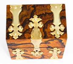 Antique Burr Walnut Brass Perfume Box, 19th Century
