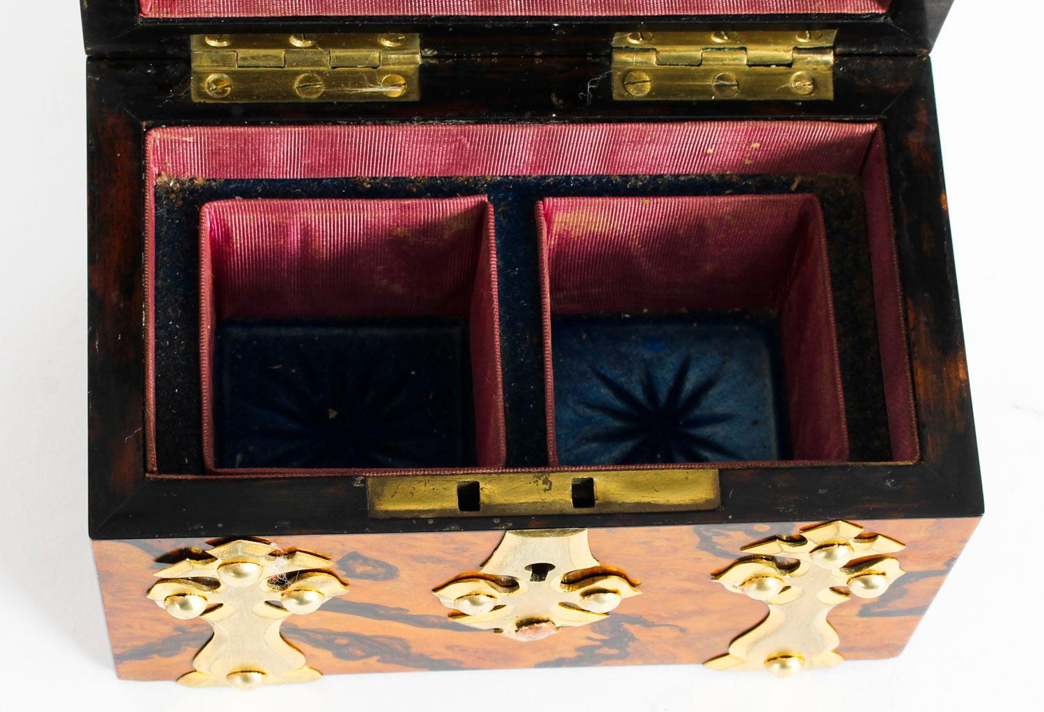 Antique Burr Walnut Brass Perfume Box, 19th Century 2