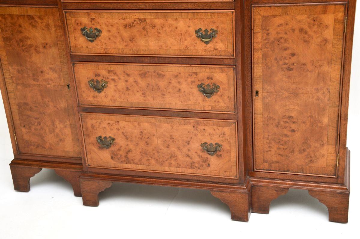 Antique Burr Walnut Breakfront Sideboard For Sale 5