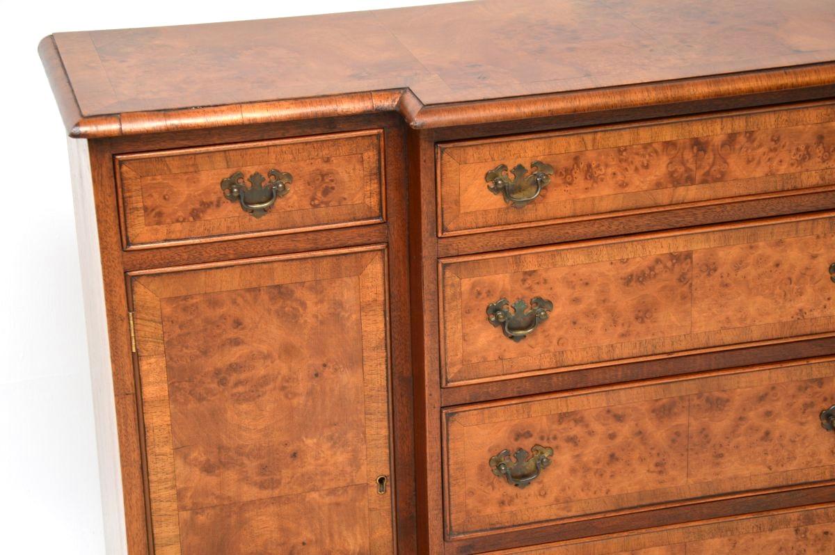 Antique Burr Walnut Breakfront Sideboard For Sale 3