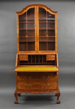 Antique Burr Walnut Bureau Bokcase