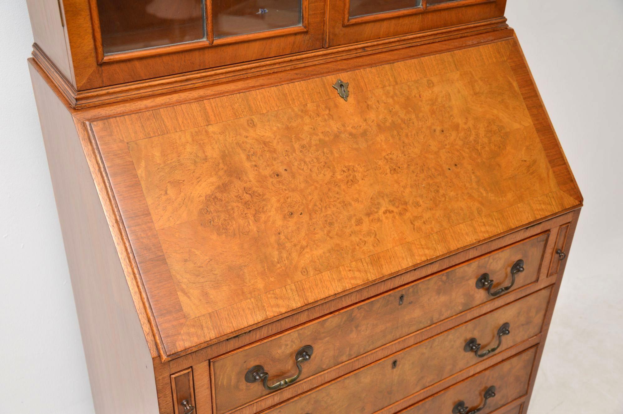 Antique Burr Walnut Bureau Bookcase In Good Condition In London, GB