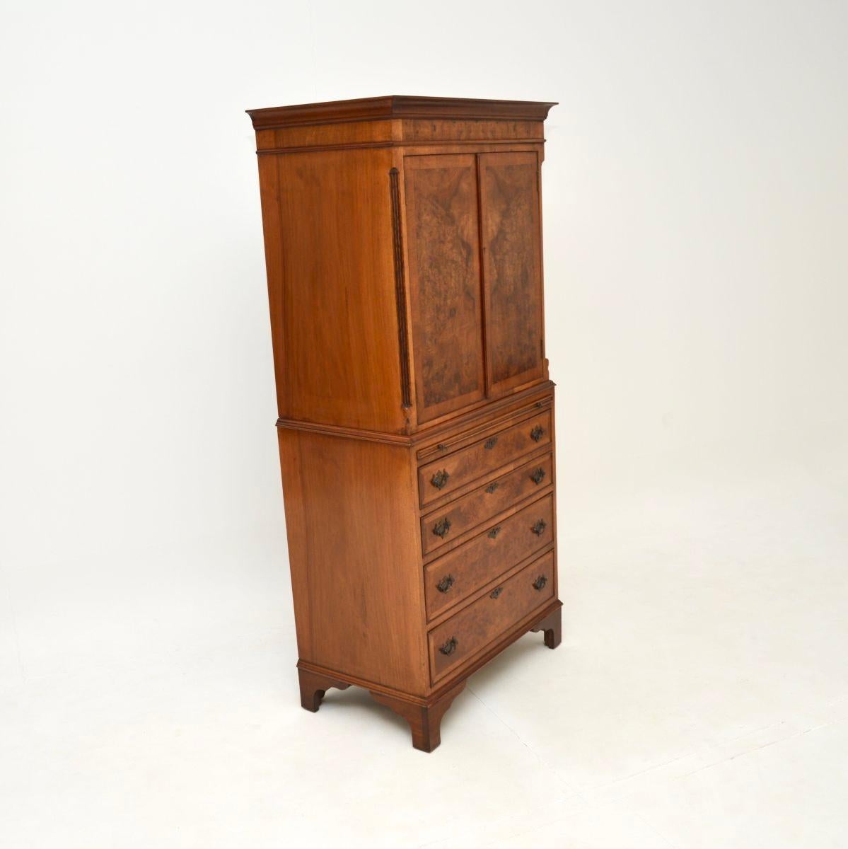 Antique Burr Walnut Cabinet on Chest In Good Condition In London, GB
