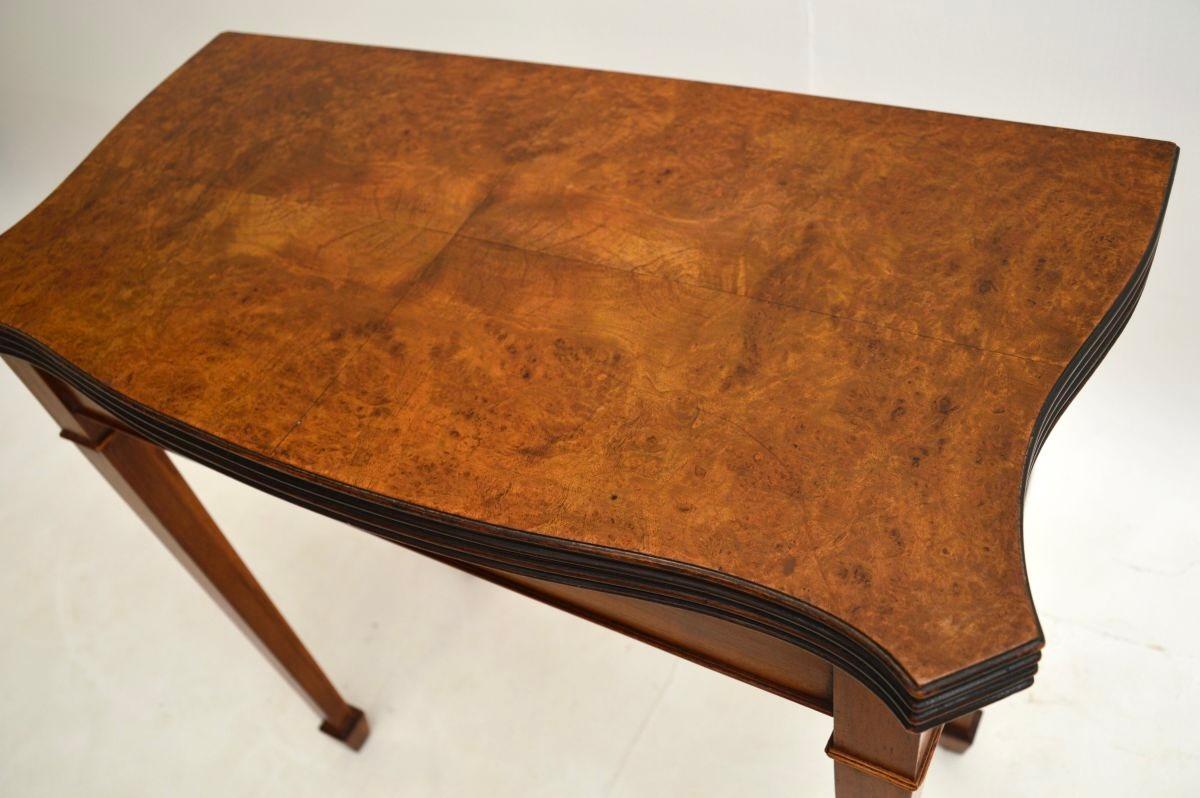 Antique Burr Walnut Card / Console Table im Angebot 3