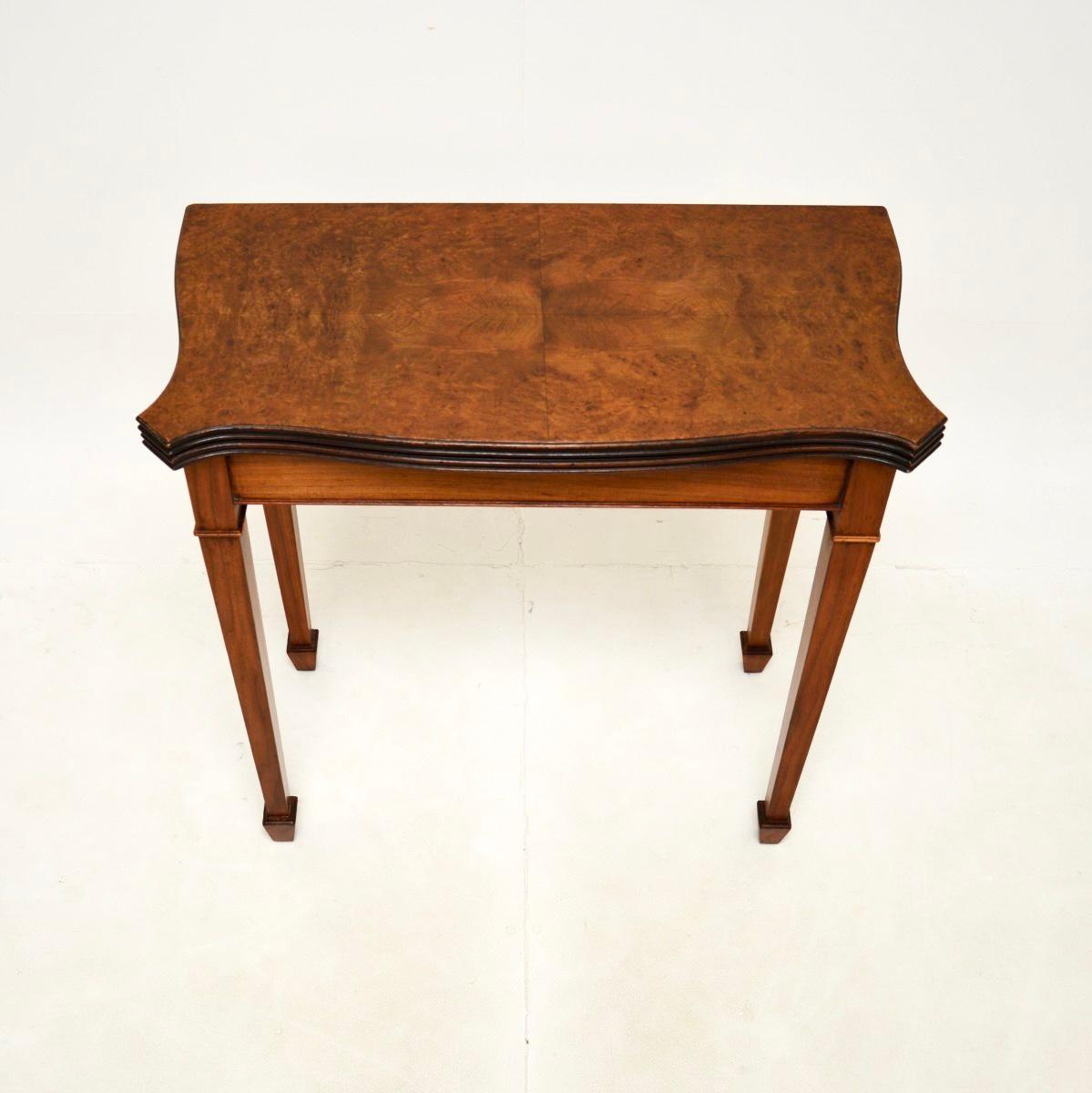 Antique Burr Walnut Card / Console Table im Angebot 1