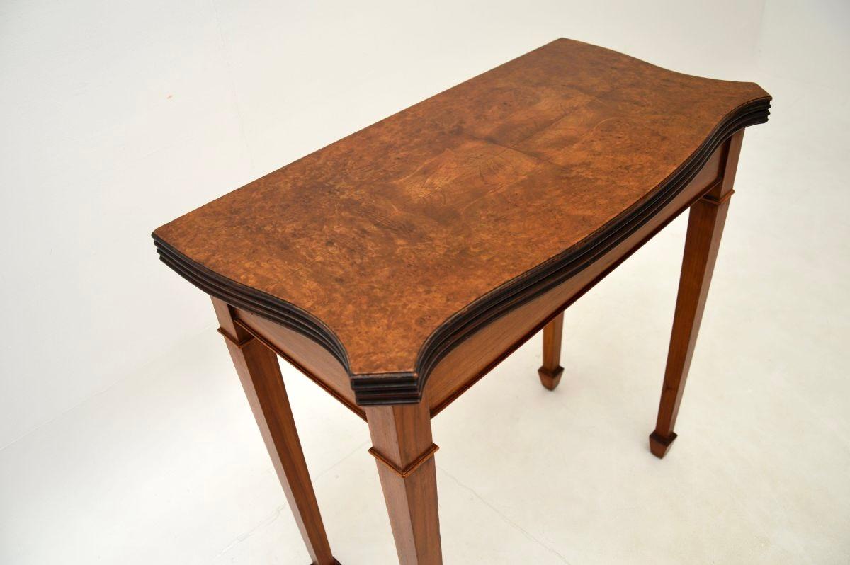 Antique Burr Walnut Card / Console Table im Angebot 2