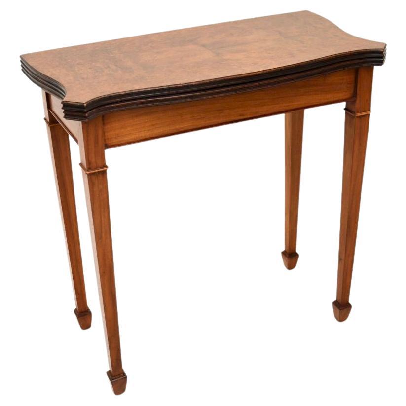 Antique Burr Walnut Card / Console Table im Angebot