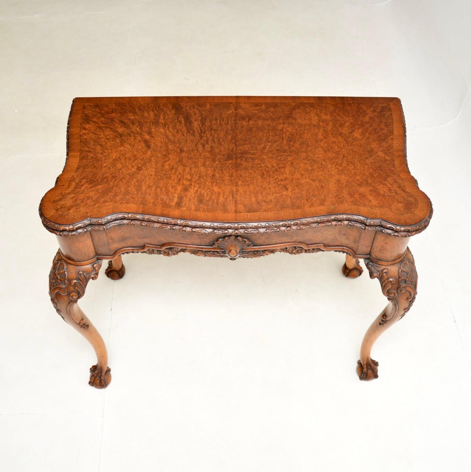 Antique Burr Walnut Card Table For Sale 4